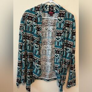 Rock & Roll Denim Women’s Open Front‎ Cardigan Sweater XL Aztec Western